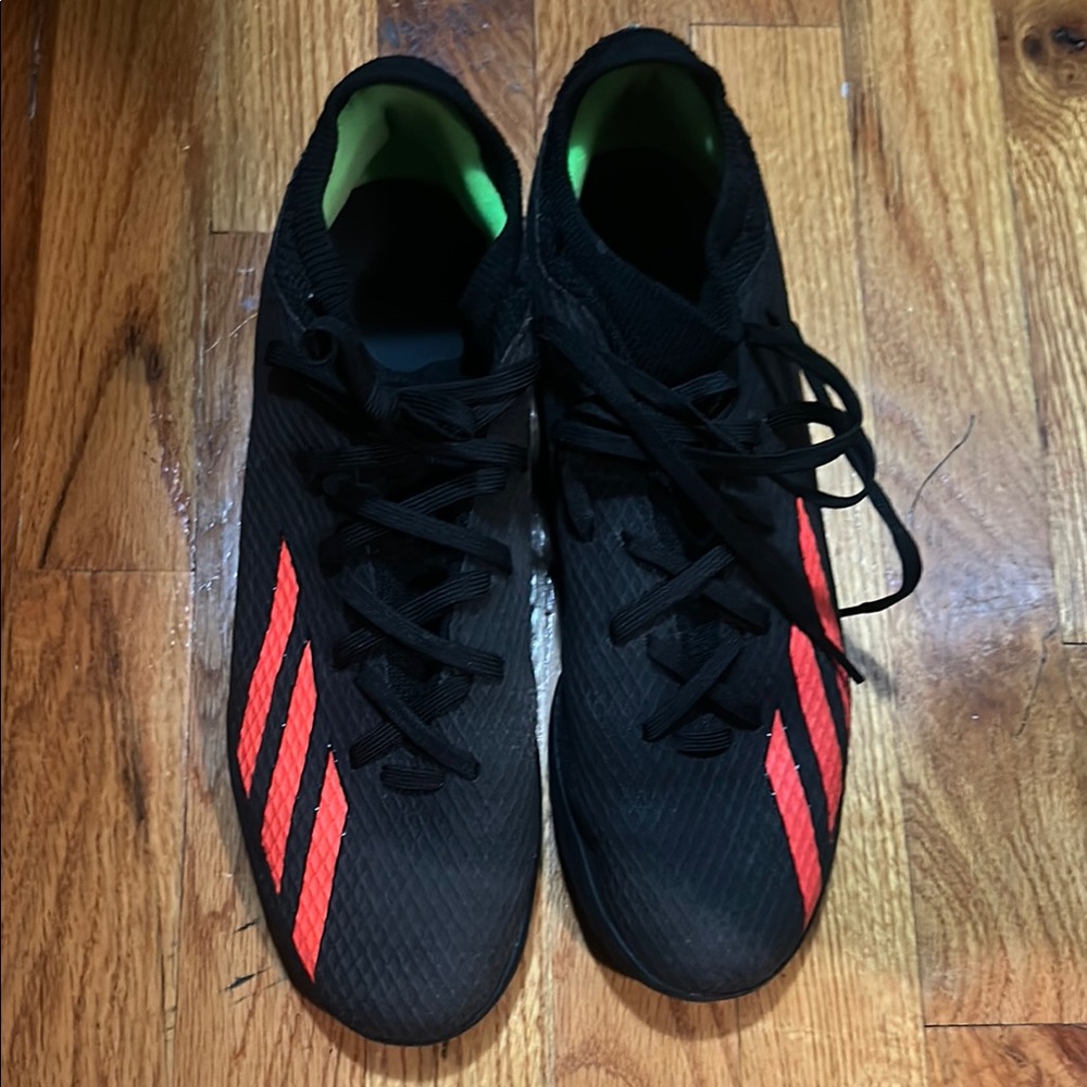 Adidas Black and Red Soocer Shoes with Signature Stripes